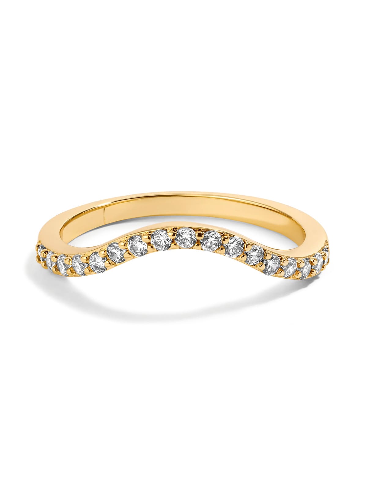 Anel incrustado de diamante elegante Wave Line